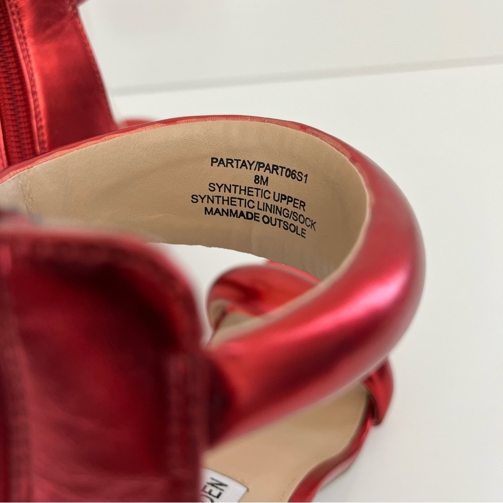 STEVE MADDEN Partay Ankle-Strap Stiletto Sandals in Red NEW - Picture 11 of 13